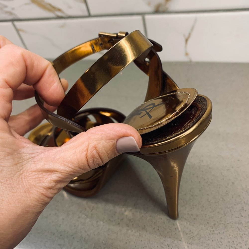 YSL "Tribute" Leather Platform Sandals - Picture 10 of 10